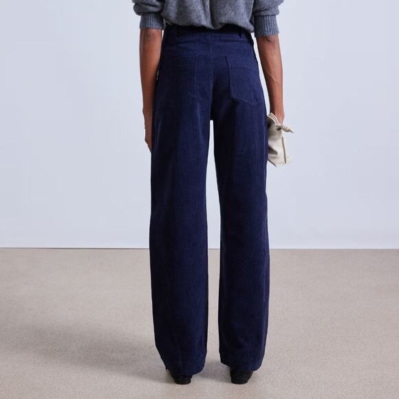 Apiece Apart Women's Meridian Pant size 12 Navy Wide leg Barrel, High Rise NWT - Picture 1 of 12